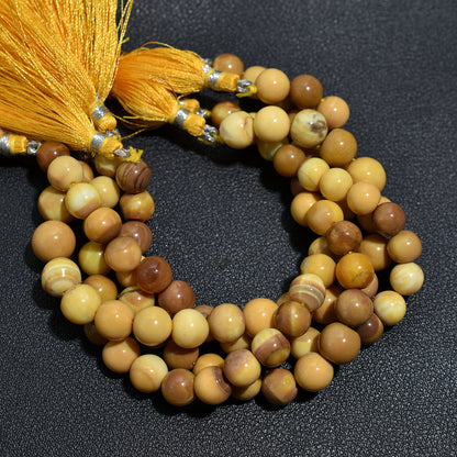 Mustard Yellow Opal Beads – Wholesale Smooth Round Gemstone Strand for Jewelry