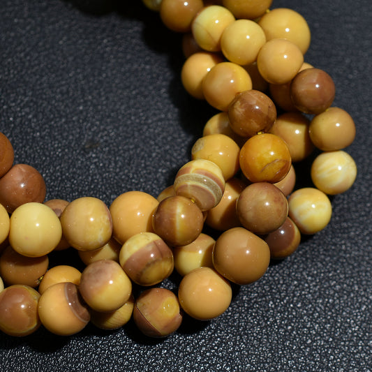 Mustard Yellow Opal Beads – Wholesale Smooth Round Gemstone Strand for Jewelry